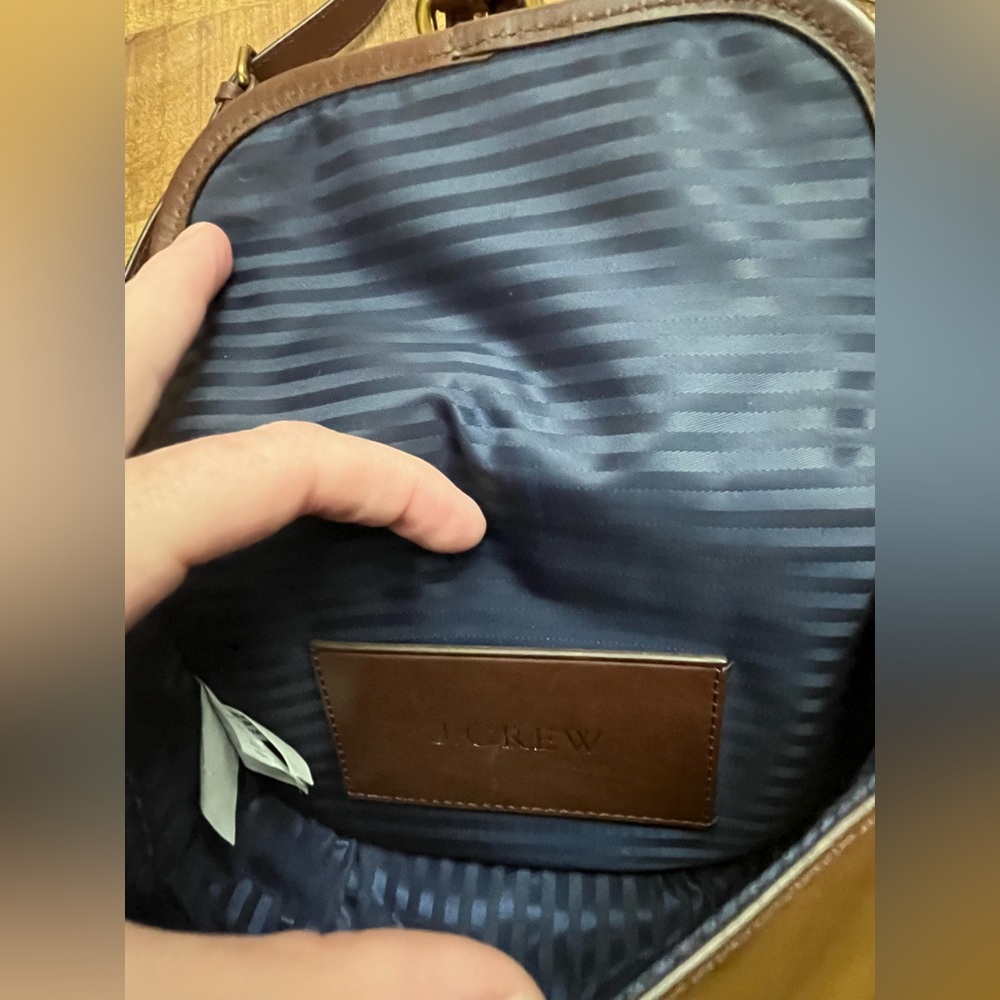 J Crew Elegant Brown 100% Leather Small Saddle Bag - Picture 6 of 10